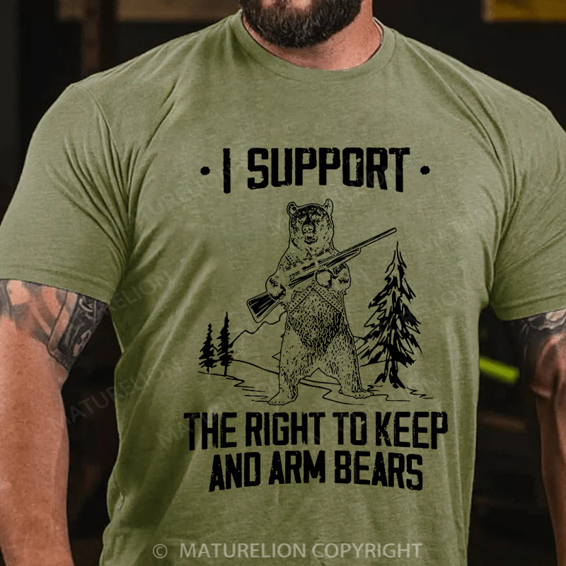 Maturelion Men's T-Shirt Second Amendment Right to Keep and Arm bears Cotton T-Shirt