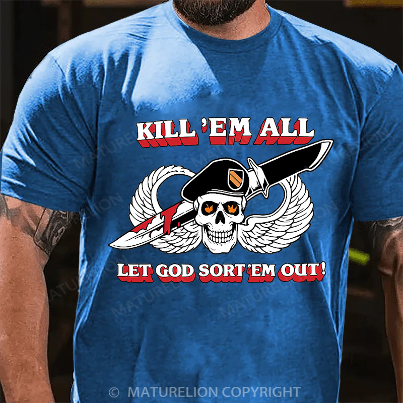Maturelion Men's T-Shirt Kill ’Em All Let God Sort ’Em Out Cotton T-Shirt