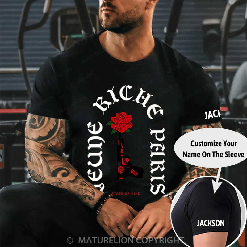 Maturelion Men's T-Shirt Gun & Roses Cotton T-Shirt