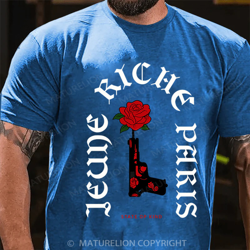 Maturelion Men's T-Shirt Gun & Roses Cotton T-Shirt