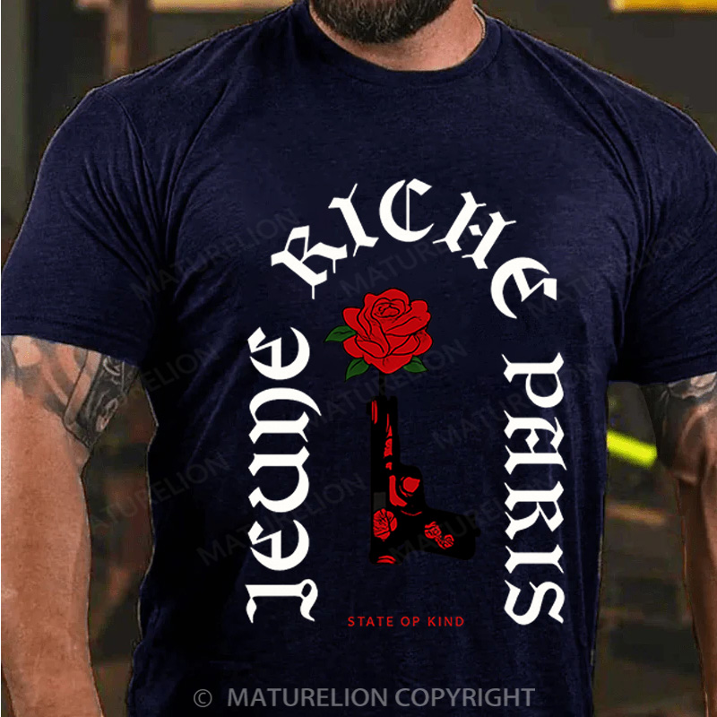 Maturelion Men's T-Shirt Gun & Roses Cotton T-Shirt