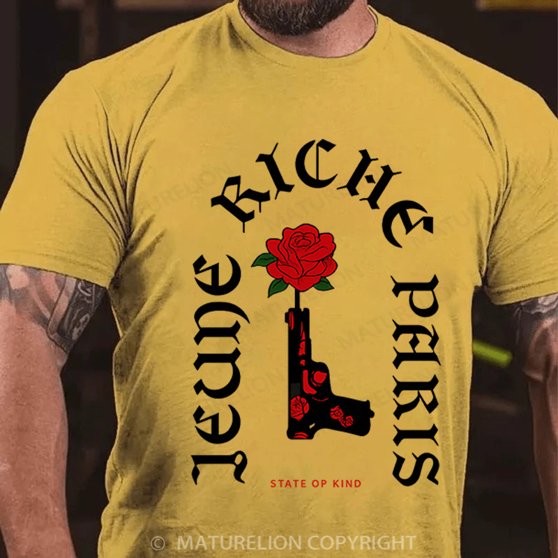 Maturelion Men's T-Shirt Gun & Roses Cotton T-Shirt