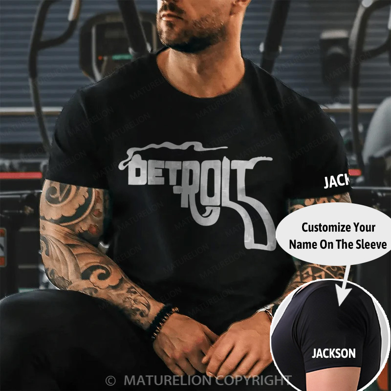 Maturelion Men's T-Shirt Detroit Pistol Cotton T-Shirt