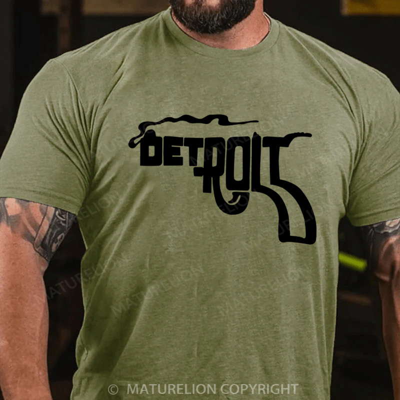 Maturelion Men's T-Shirt Detroit Pistol Cotton T-Shirt