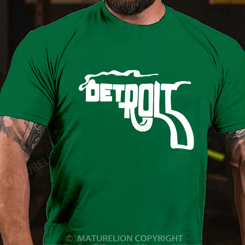 Maturelion Men's T-Shirt Detroit Pistol Cotton T-Shirt