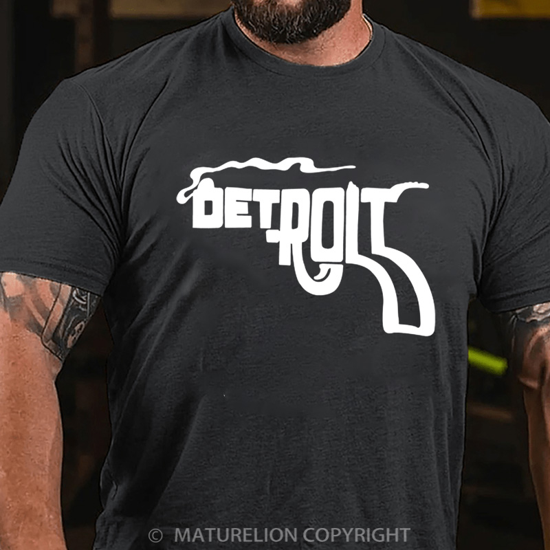 Maturelion Men's T-Shirt Detroit Pistol Cotton T-Shirt