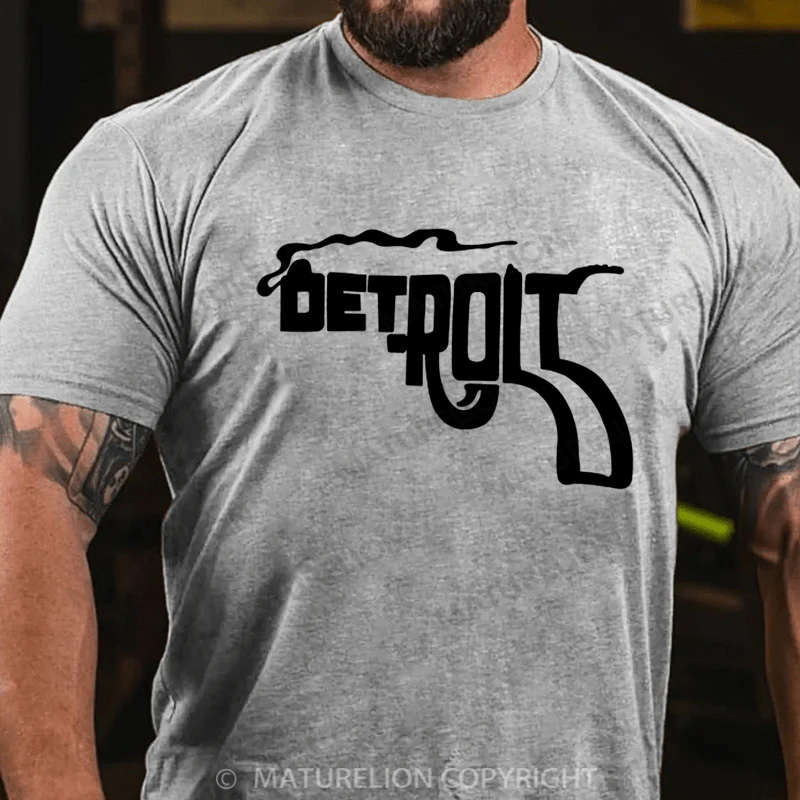 Maturelion Men's T-Shirt Detroit Pistol Cotton T-Shirt