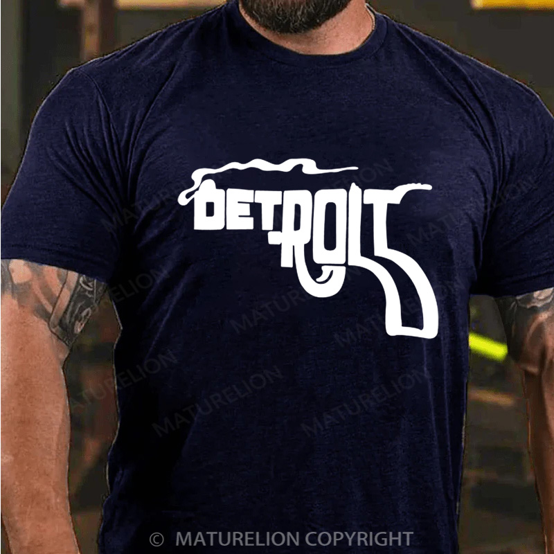 Maturelion Men's T-Shirt Detroit Pistol Cotton T-Shirt