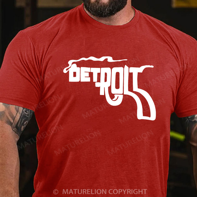 Maturelion Men's T-Shirt Detroit Pistol Cotton T-Shirt