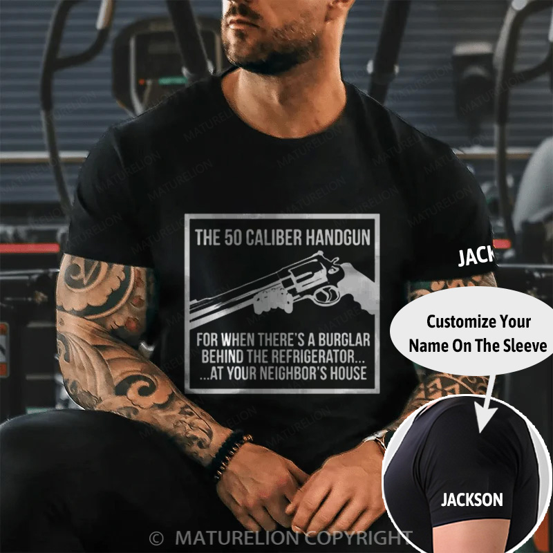Maturelion Men's T-Shirt The 50 Caliber Handgun Cotton T-Shirt