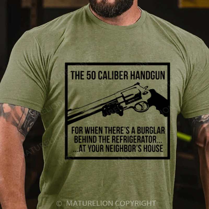 Maturelion Men's T-Shirt The 50 Caliber Handgun Cotton T-Shirt