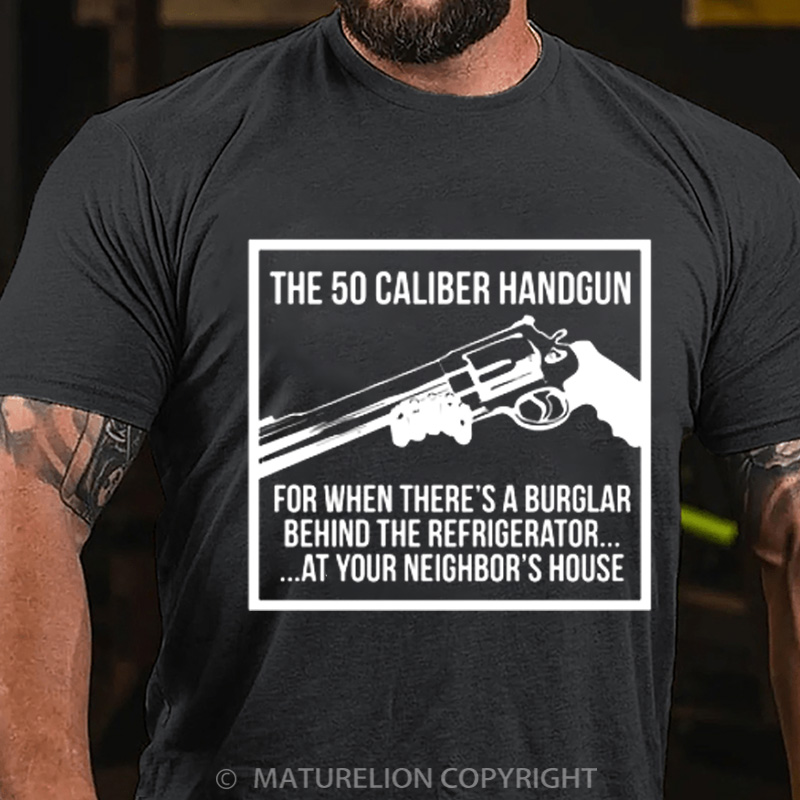Maturelion Men's T-Shirt The 50 Caliber Handgun Cotton T-Shirt
