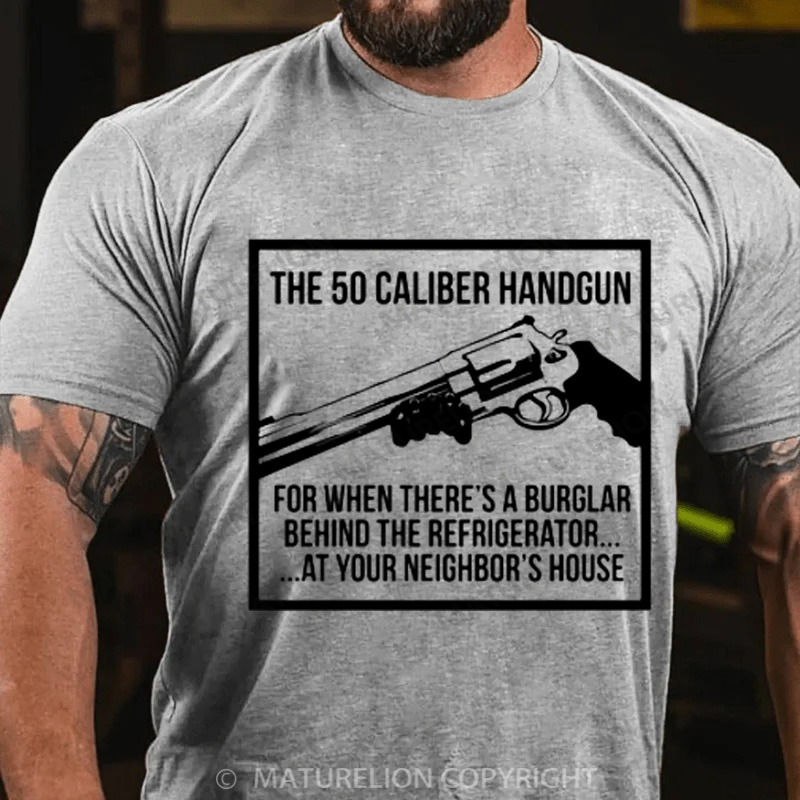 Maturelion Men's T-Shirt The 50 Caliber Handgun Cotton T-Shirt