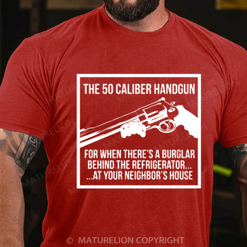 Maturelion Men's T-Shirt The 50 Caliber Handgun Cotton T-Shirt