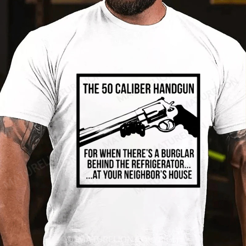 Maturelion Men's T-Shirt The 50 Caliber Handgun Cotton T-Shirt