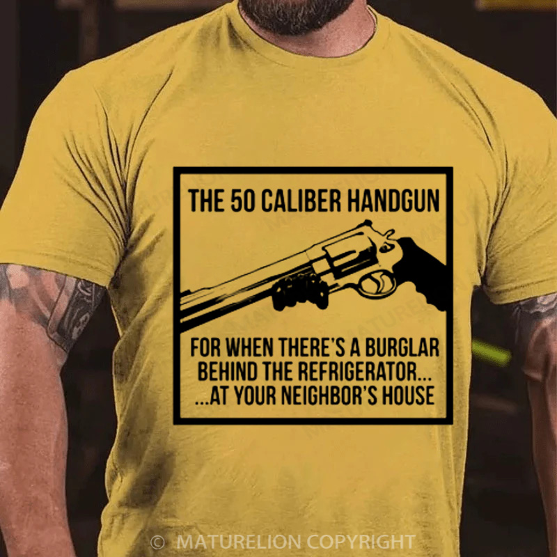 Maturelion Men's T-Shirt The 50 Caliber Handgun Cotton T-Shirt