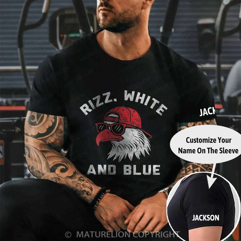 Maturelion Men's T-Shirt Rizz White And Blue Cotton T-Shirt