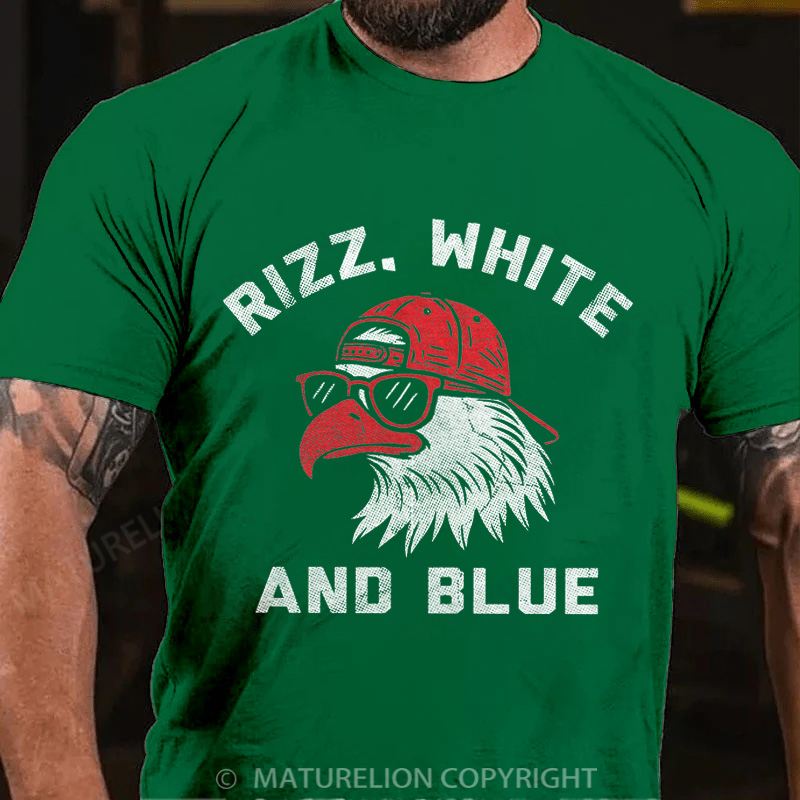 Maturelion Men's T-Shirt Rizz White And Blue Cotton T-Shirt