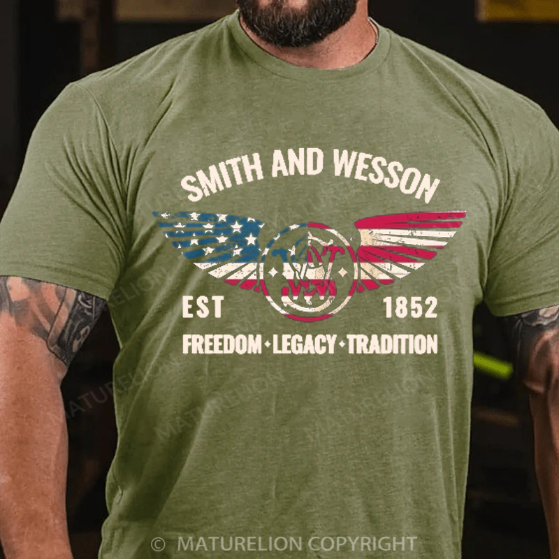 Maturelion Men's T-Shirt Stars & Stripes Wings Cotton T-Shirt