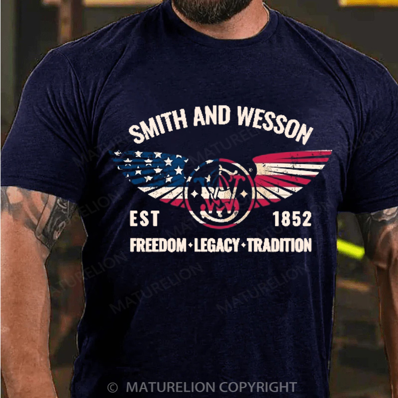 Maturelion Men's T-Shirt Stars & Stripes Wings Cotton T-Shirt