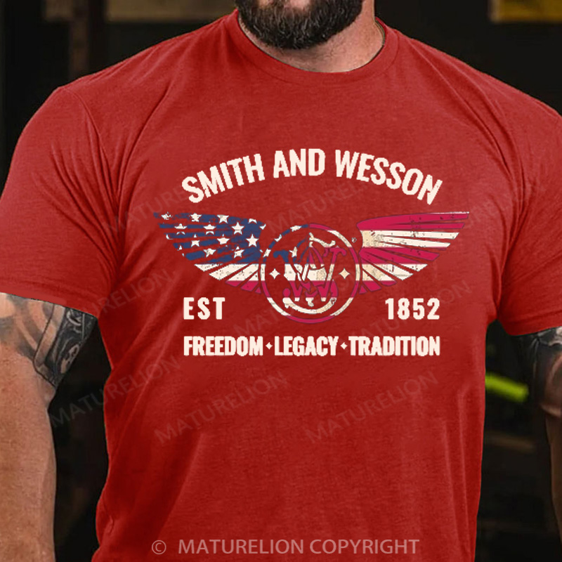 Maturelion Men's T-Shirt Stars & Stripes Wings Cotton T-Shirt