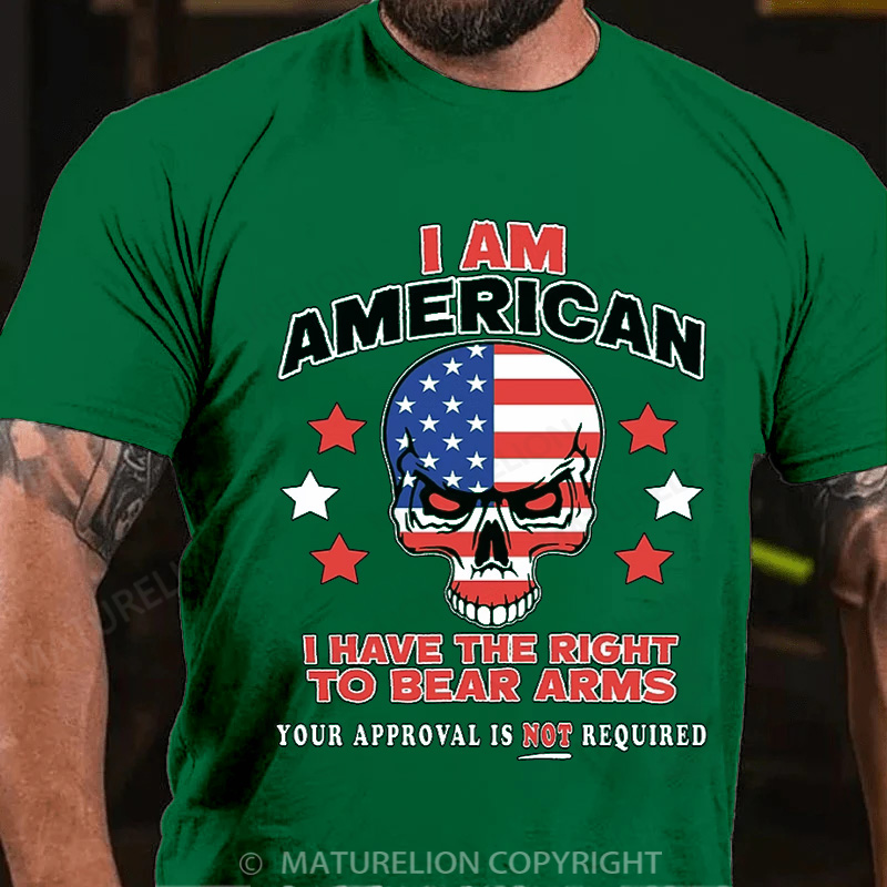 Maturelion Men's T-Shirt 2nd Amendment Skull Cotton T-Shirt