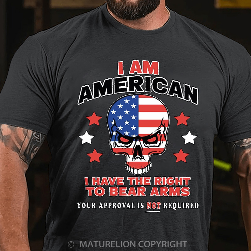 Maturelion Men's T-Shirt 2nd Amendment Skull Cotton T-Shirt