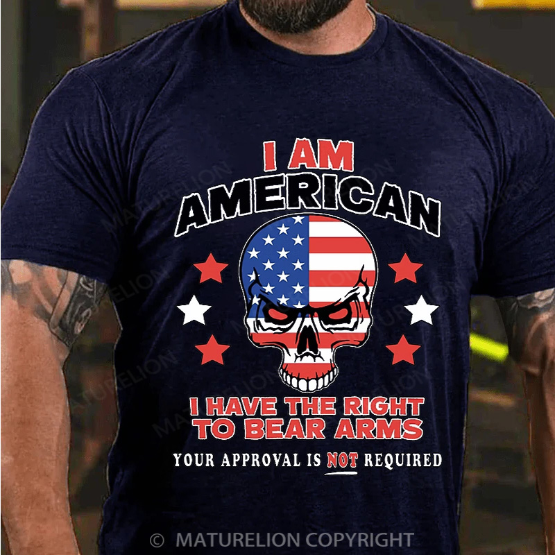 Maturelion Men's T-Shirt 2nd Amendment Skull Cotton T-Shirt