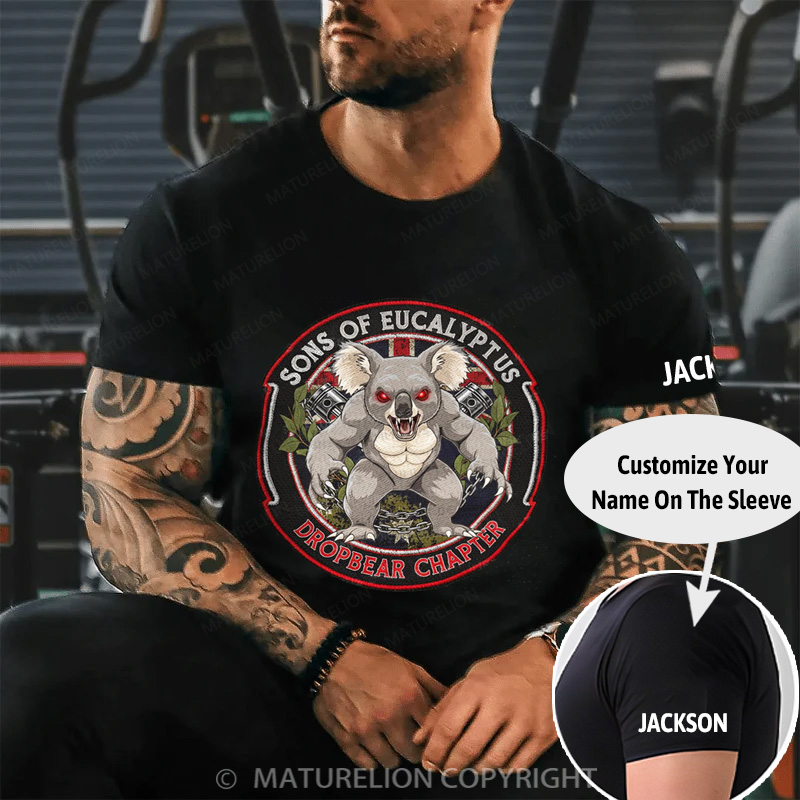 Maturelion Australia T-Shirt Dropbear Funny Graphic  Motorcycle Cotton T-Shirt