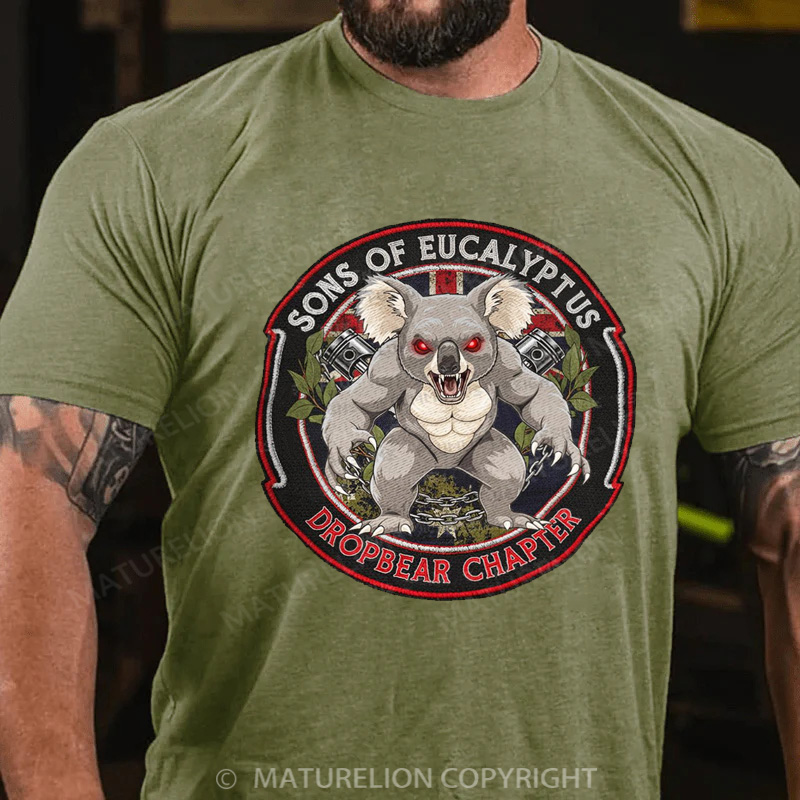 Maturelion Australia T-Shirt Dropbear Funny Graphic  Motorcycle Cotton T-Shirt