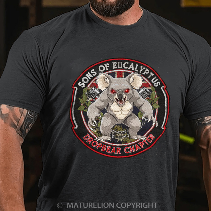 Maturelion Australia T-Shirt Dropbear Funny Graphic  Motorcycle Cotton T-Shirt