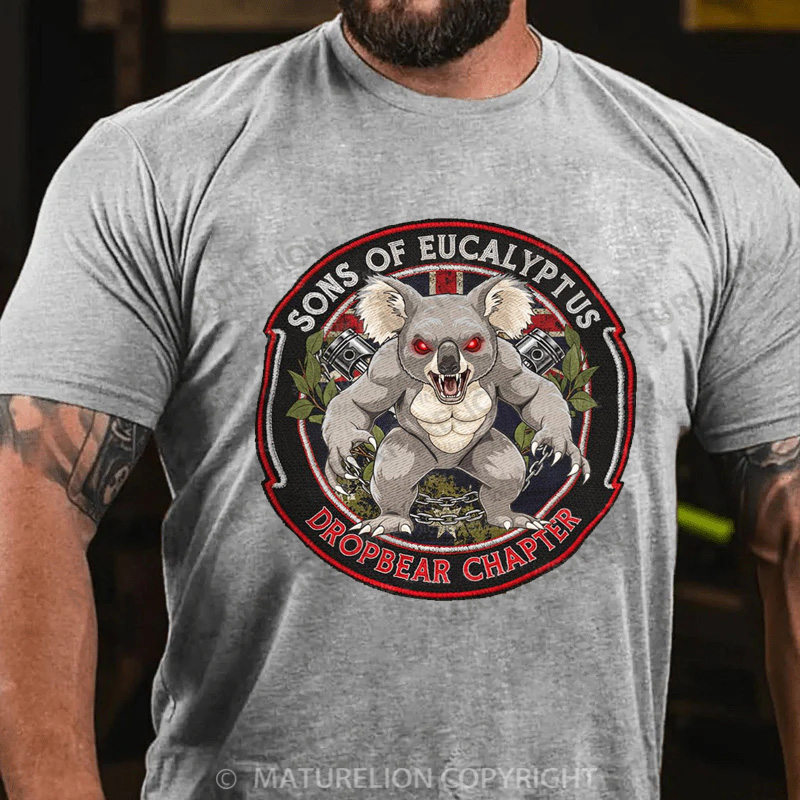 Maturelion Australia T-Shirt Dropbear Funny Graphic  Motorcycle Cotton T-Shirt