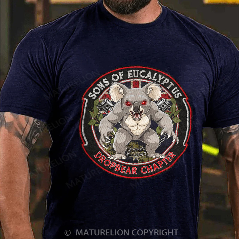 Maturelion Australia T-Shirt Dropbear Funny Graphic  Motorcycle Cotton T-Shirt