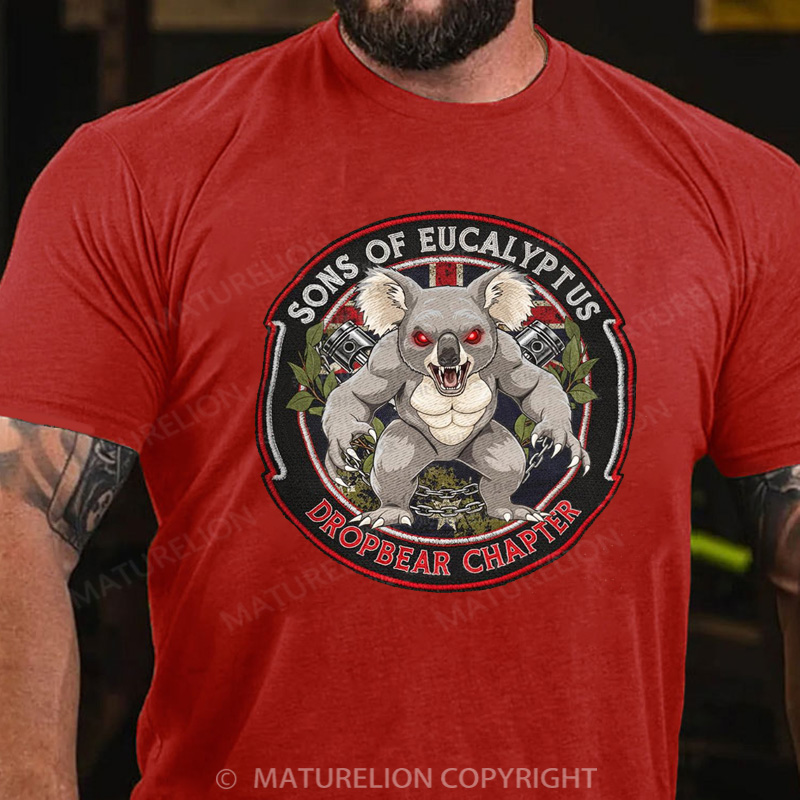 Maturelion Australia T-Shirt Dropbear Funny Graphic  Motorcycle Cotton T-Shirt