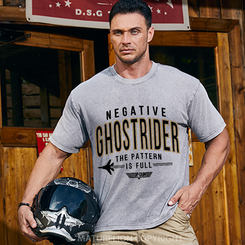 Maturelion Men's T-Shirt Negative Ghost Rider the Pattern Is Full Graphic Cotton T-Shirt