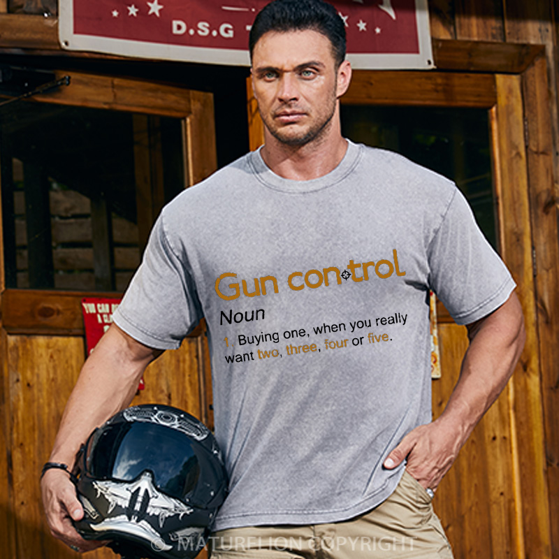 Maturelion Men's T-Shirt Gun Control Definition Cotton T-Shirt