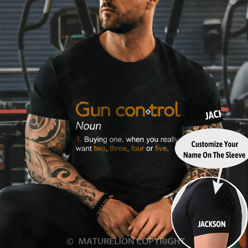 Maturelion Men's T-Shirt Gun Control Definition Cotton T-Shirt