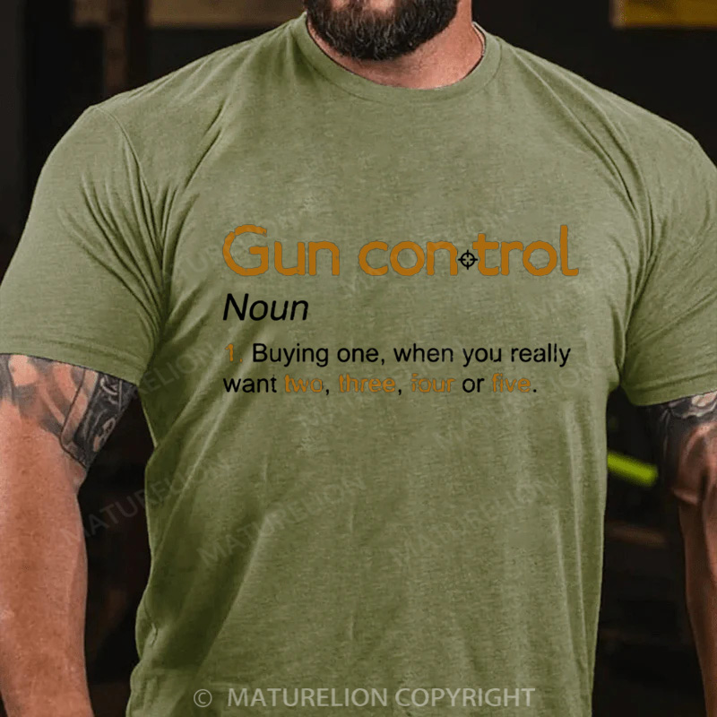 Maturelion Men's T-Shirt Gun Control Definition Cotton T-Shirt