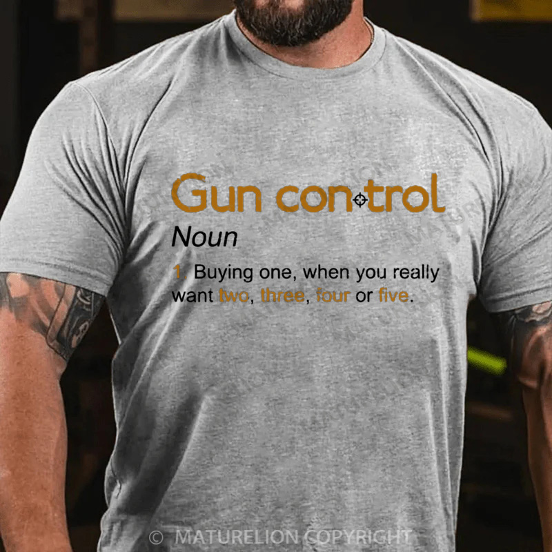 Maturelion Men's T-Shirt Gun Control Definition Cotton T-Shirt