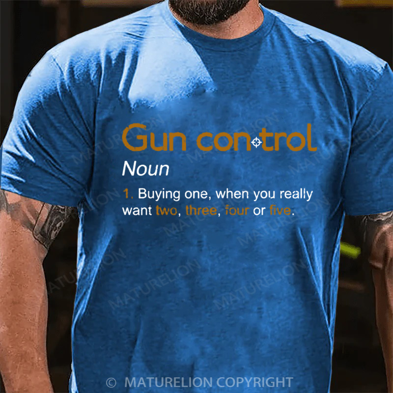 Maturelion Men's T-Shirt Gun Control Definition Cotton T-Shirt