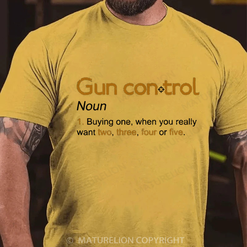 Maturelion Men's T-Shirt Gun Control Definition Cotton T-Shirt