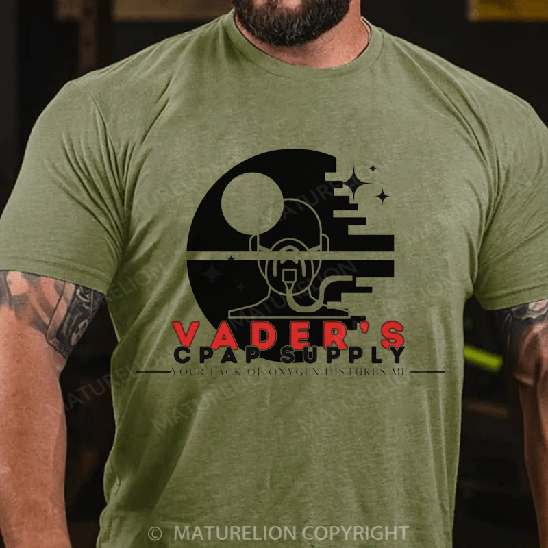 Maturelion Men's T-Shirt Darth Vader's CPAP Supply Cotton T-Shirt