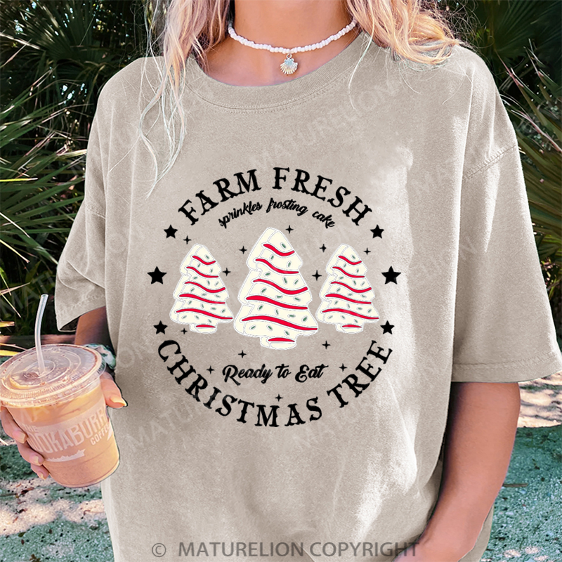 Maturelion Women's T-Shirt Farm Fresh Christmas Tree DTG Washed T-Shirt