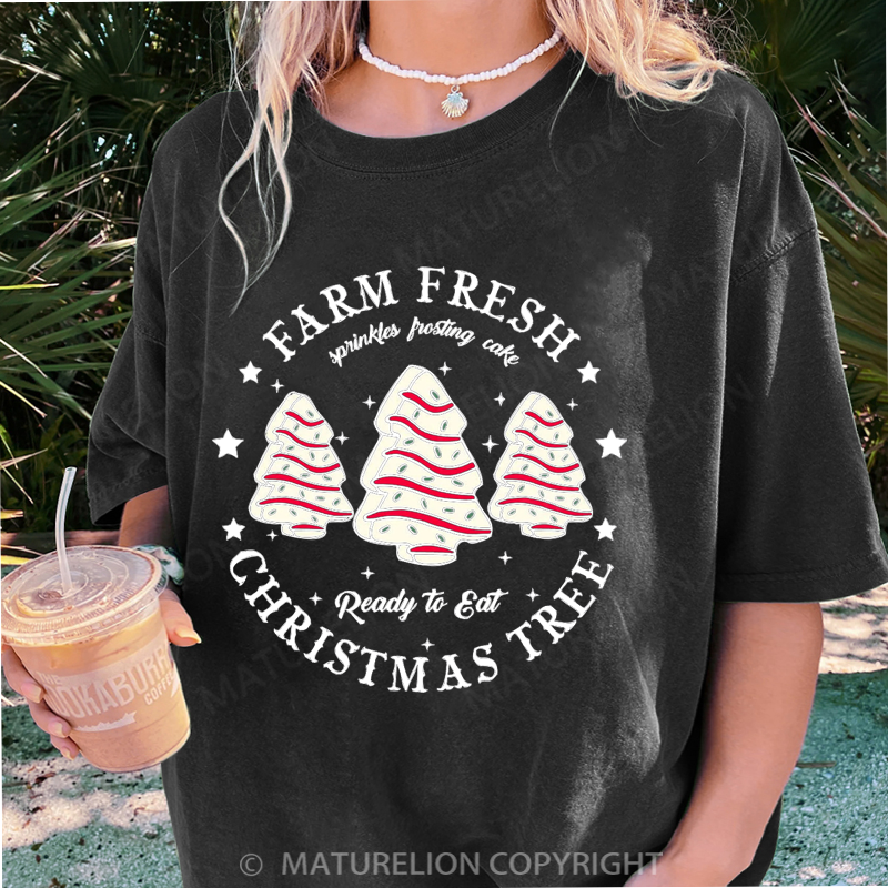 Maturelion Women's T-Shirt Farm Fresh Christmas Tree DTG Washed T-Shirt