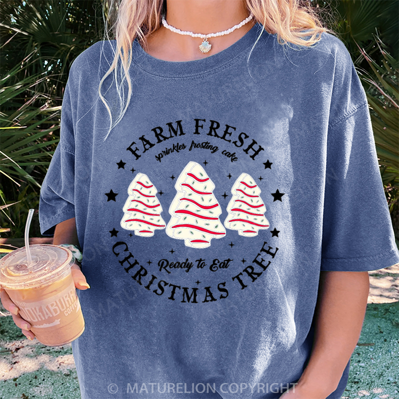 Maturelion Women's T-Shirt Farm Fresh Christmas Tree DTG Washed T-Shirt