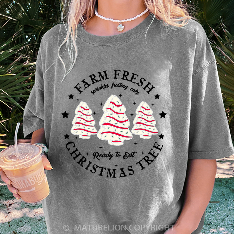 Maturelion Women's T-Shirt Farm Fresh Christmas Tree DTG Washed T-Shirt
