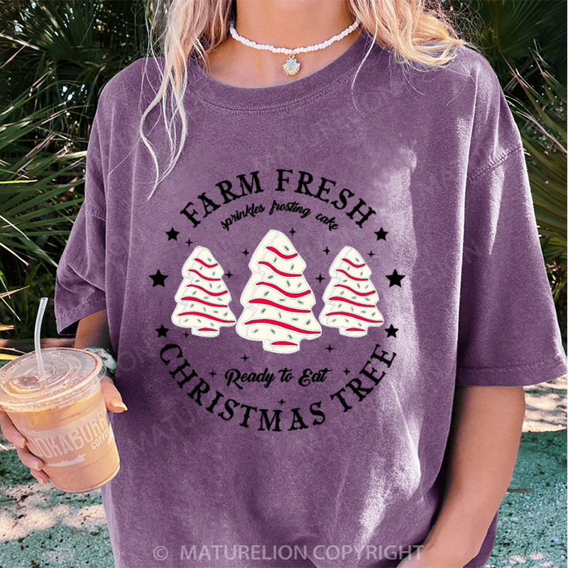 Maturelion Women's T-Shirt Farm Fresh Christmas Tree DTG Washed T-Shirt