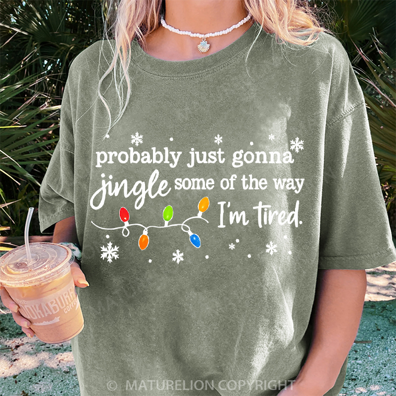 Maturelion Women's T-Shirt Jingle Song DTG Washed T-Shirt