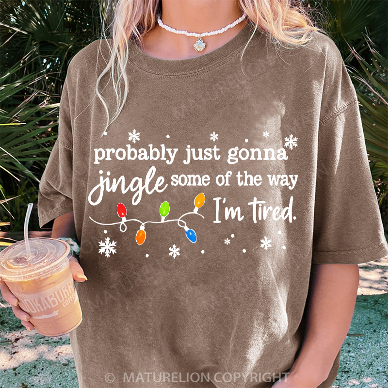 Maturelion Women's T-Shirt Jingle Song DTG Washed T-Shirt