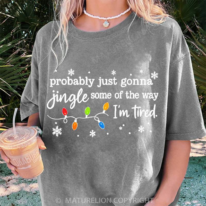 Maturelion Women's T-Shirt Jingle Song DTG Washed T-Shirt